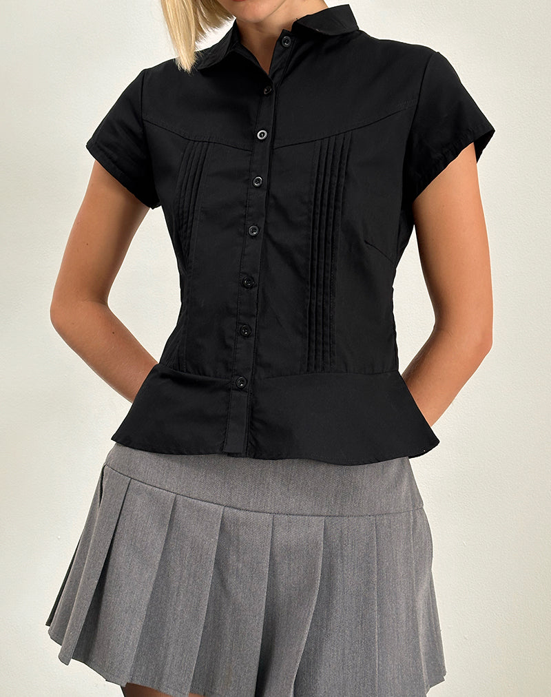 Wilmot Blouse in zwart popeline
