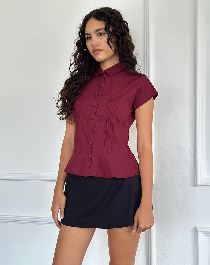 Wilmot Blouse in Bourgondische Popeline