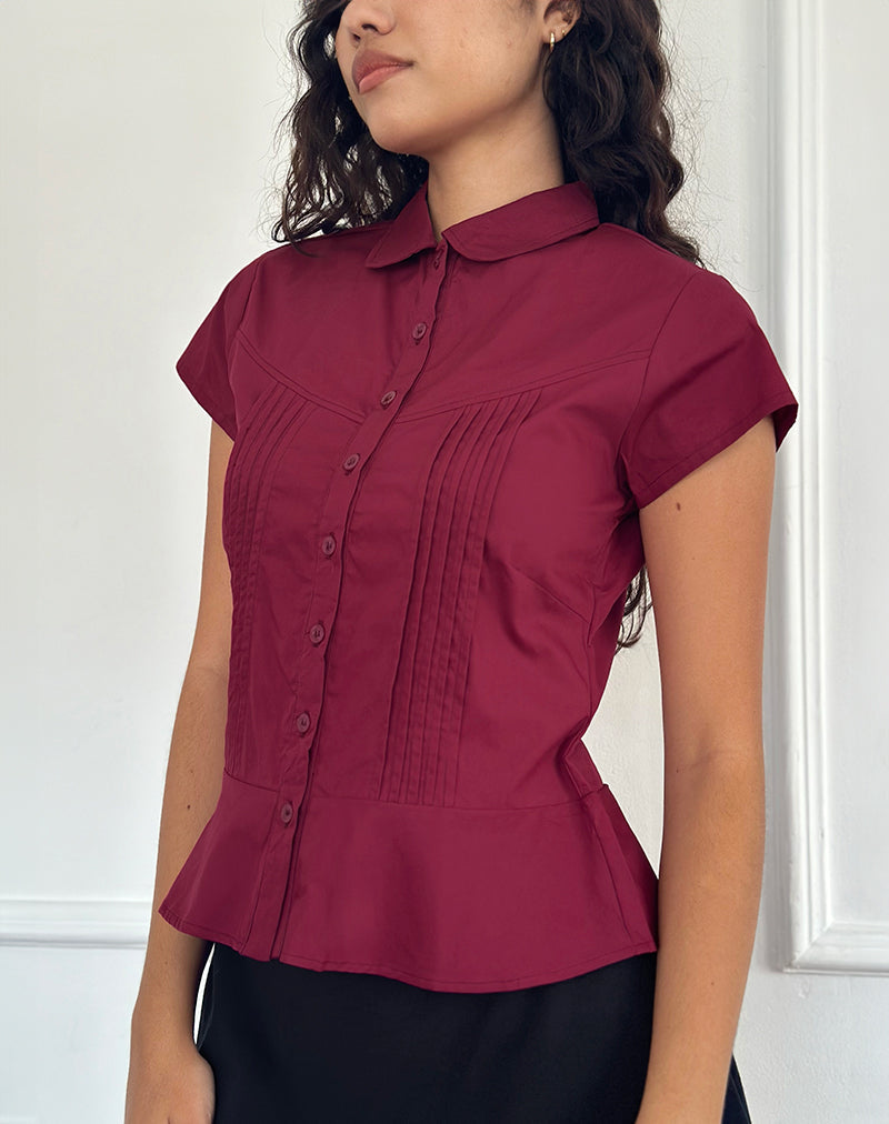 Wilmot Blouse in Bourgondische Popeline