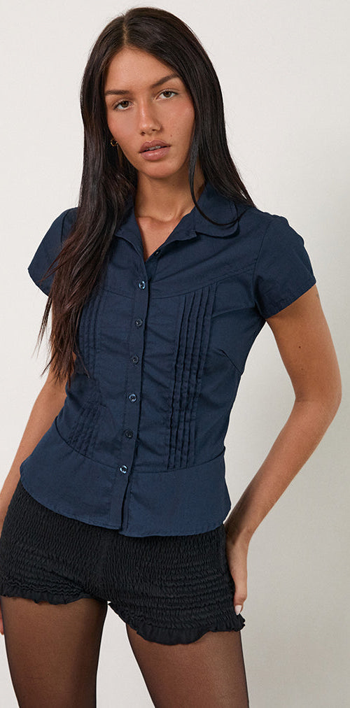 Afbeelding van Wilmot Blouse in marine popeline