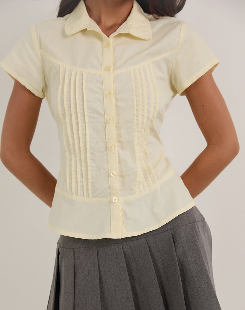 Afbeelding van Wilmot Blouse in Karnemelkgele Popeline