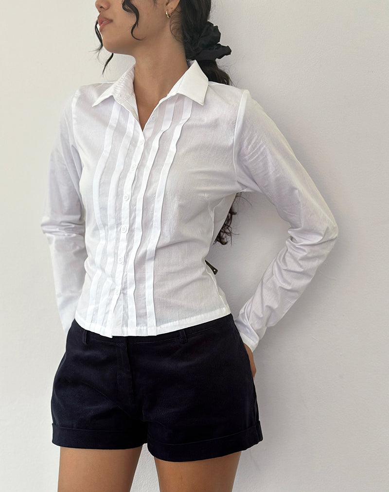 Winda Shirt met Lange Mouw in Popeline Wit