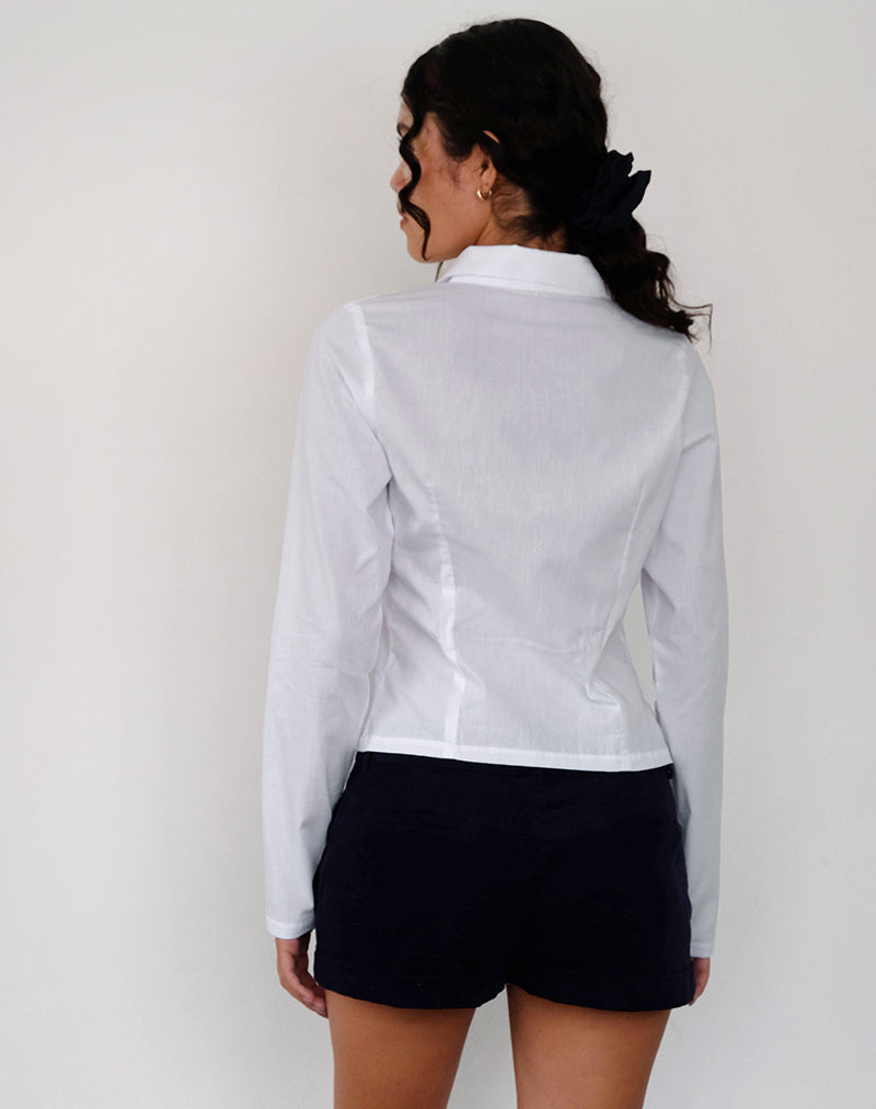 Afbeelding van Winda Lange Mouw Shirt in Popeline Wit