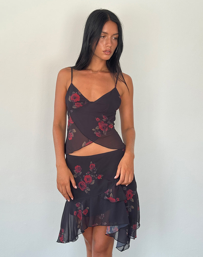 Afbeelding van Winona Minirok in Vintage Rozen Zwart