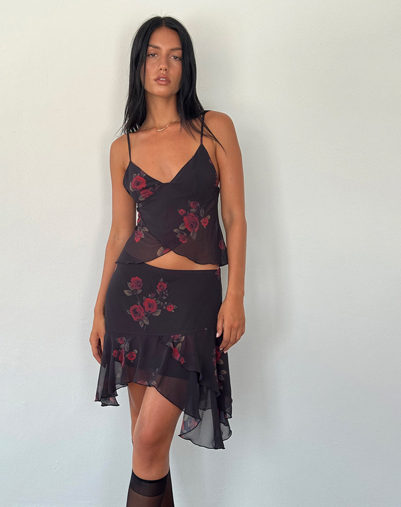 Afbeelding van Winona Minirok in Vintage Rozen Zwart