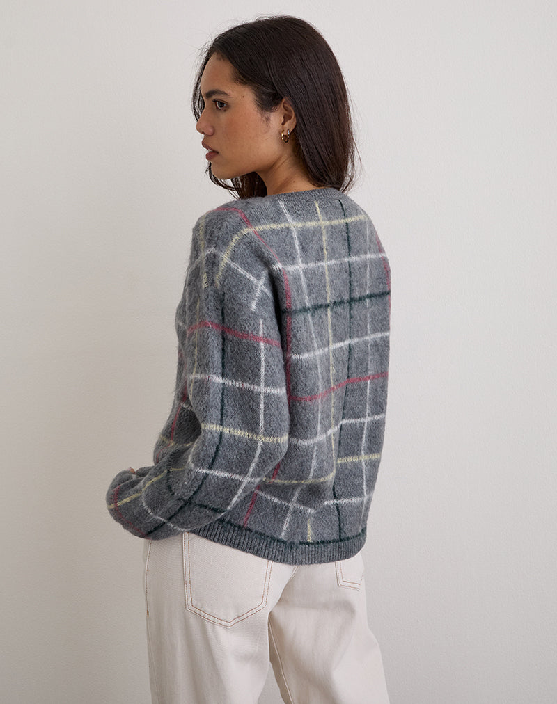 Afbeelding van Wisola Vest in gebreide Country Check Grijs