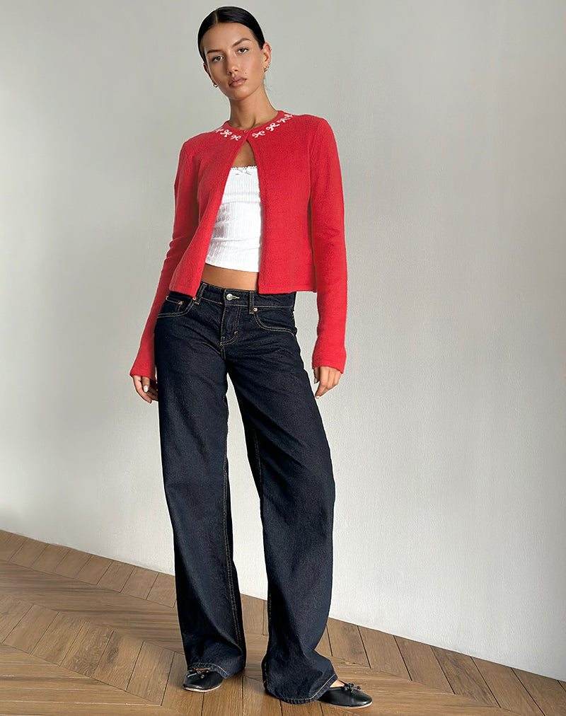 Afbeelding van Wunara Vest in Rood met Roze Strikjes