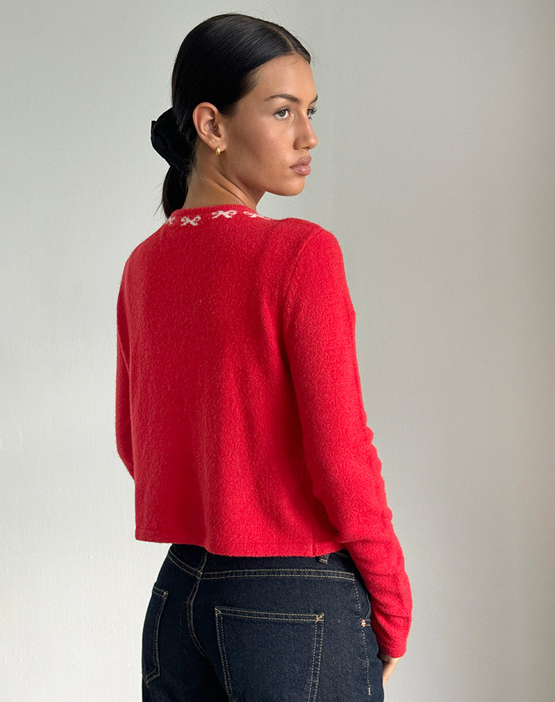 Afbeelding van Wunara Vest in Rood met Roze Strikjes