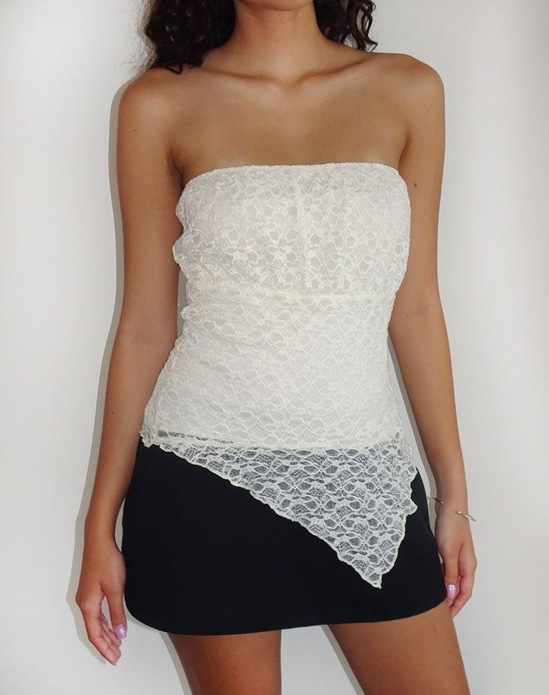 Afbeelding van Wuni Longline Bandeau Top in Kant Ivoor