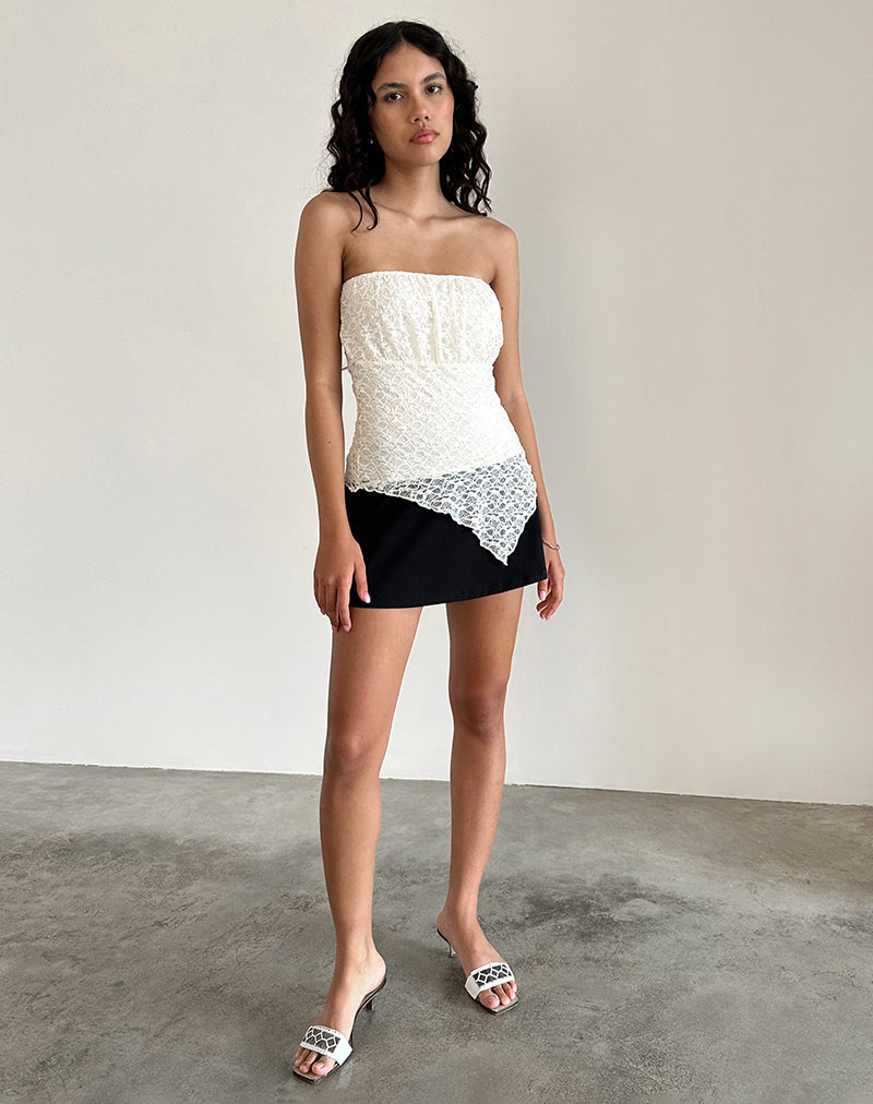 Wuni lange Bandeau Top in Kant Ivoor