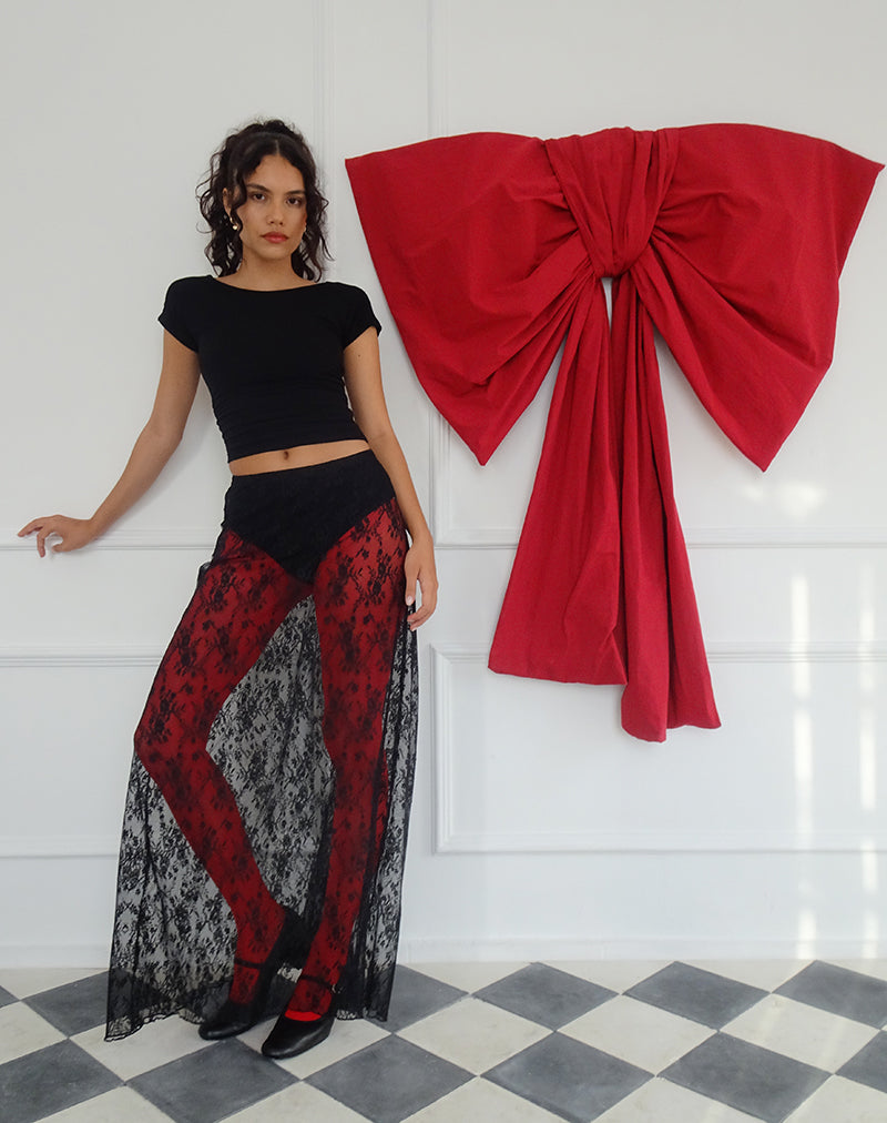 Nevali Maxi Rok in Zwart Wild Rose Kant
