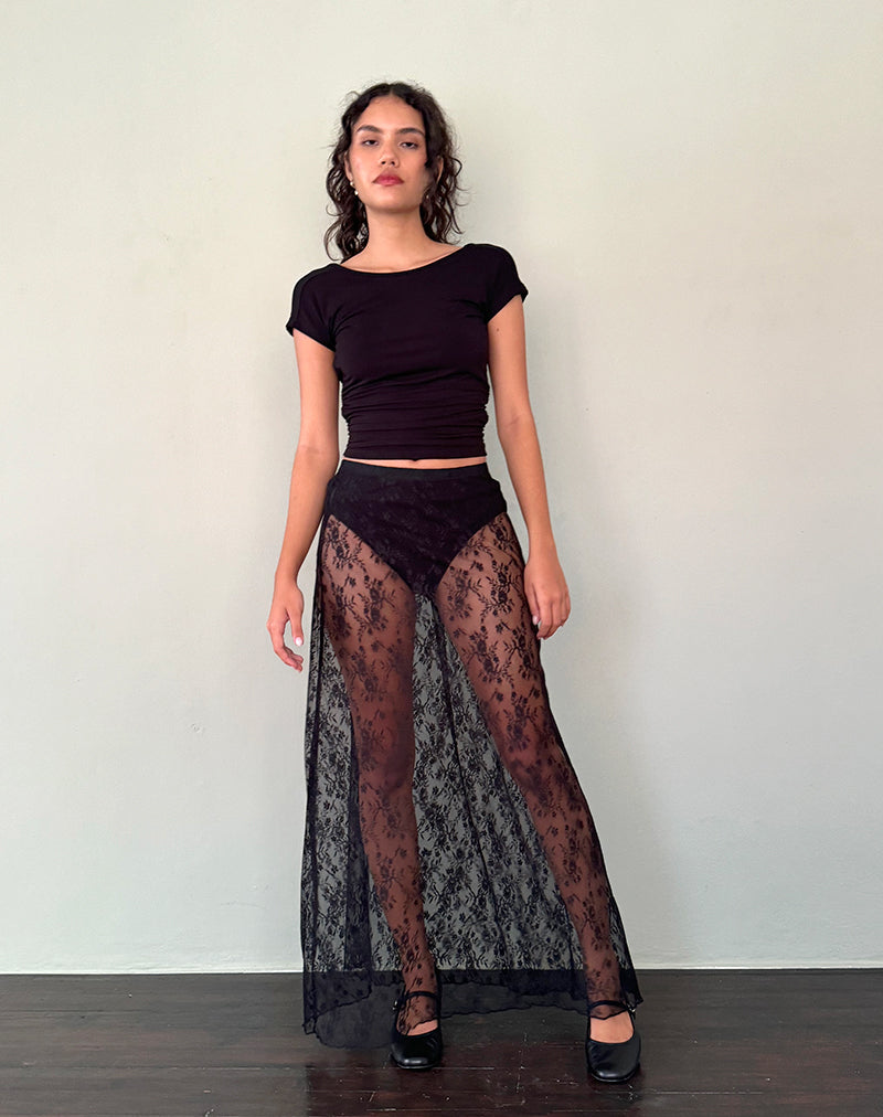 Afbeelding van Nevali Maxi Rok in Zwart Wild Rose Kant
