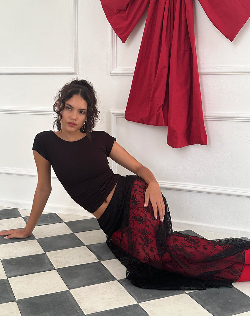 Afbeelding van Nevali Maxi Rok in Zwart Wild Rose Kant