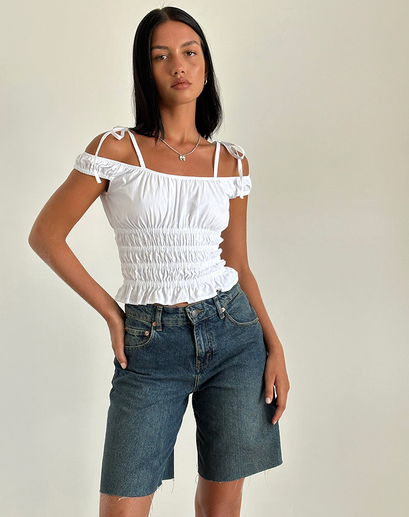 Xavan Bardot Stropdas Schouder Top in Wit