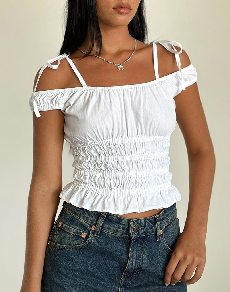 Xavan Bardot Stropdas Schouder Top in Wit