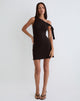 Afbeelding van Xeenia Mini Jurk met Schouder in Chocolade Bruin