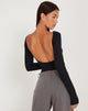 Afbeelding van Xiabon Crop Top met lange mouwen in zwart