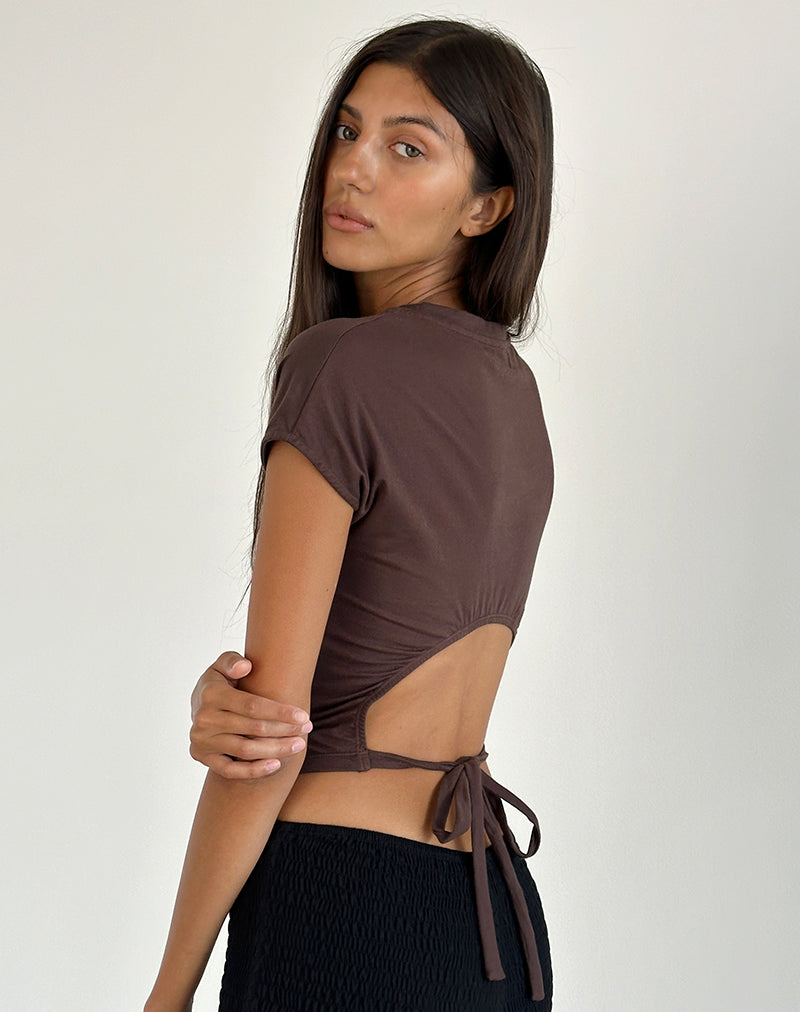 Afbeelding van Xiwon Bow Back Top in Diep Mahonie