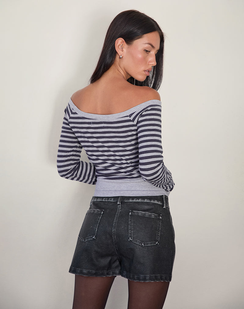 Afbeelding van Yacin Slouchy Top in Grijs met Zwarte Streep