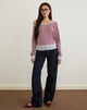 Afbeelding van Yacin Slouchy Top in Grijs met Bourgondische Streep