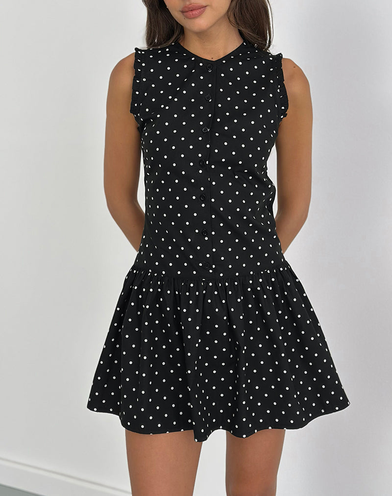 Afbeelding van Yadara Mini Jurk in Polka Zwart