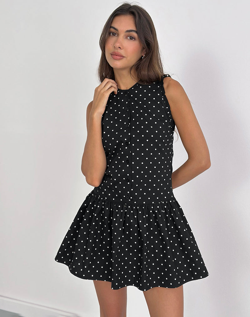 Afbeelding van Yadara Mini Jurk in Polka Zwart