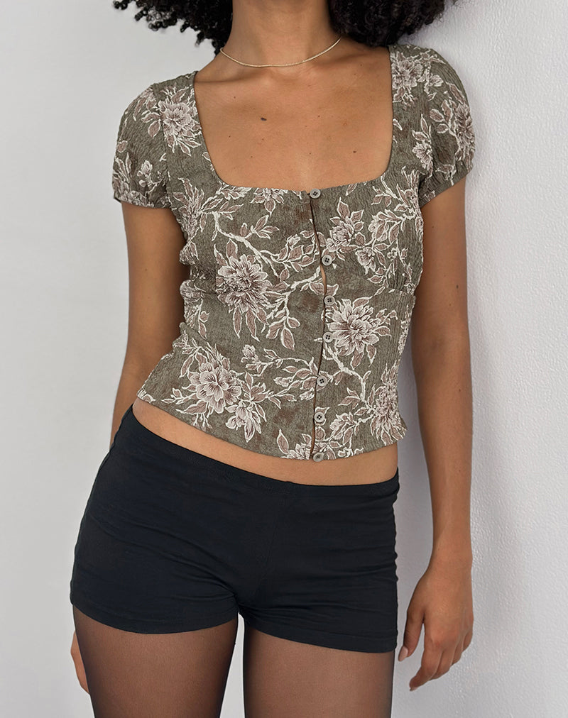 Afbeelding van Yakova Blouse in Geweven Bloemig Groen