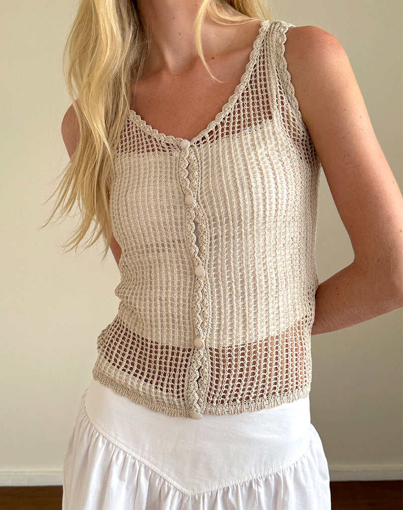 Yamile Vest in Open Weefsel Gebreid Haver