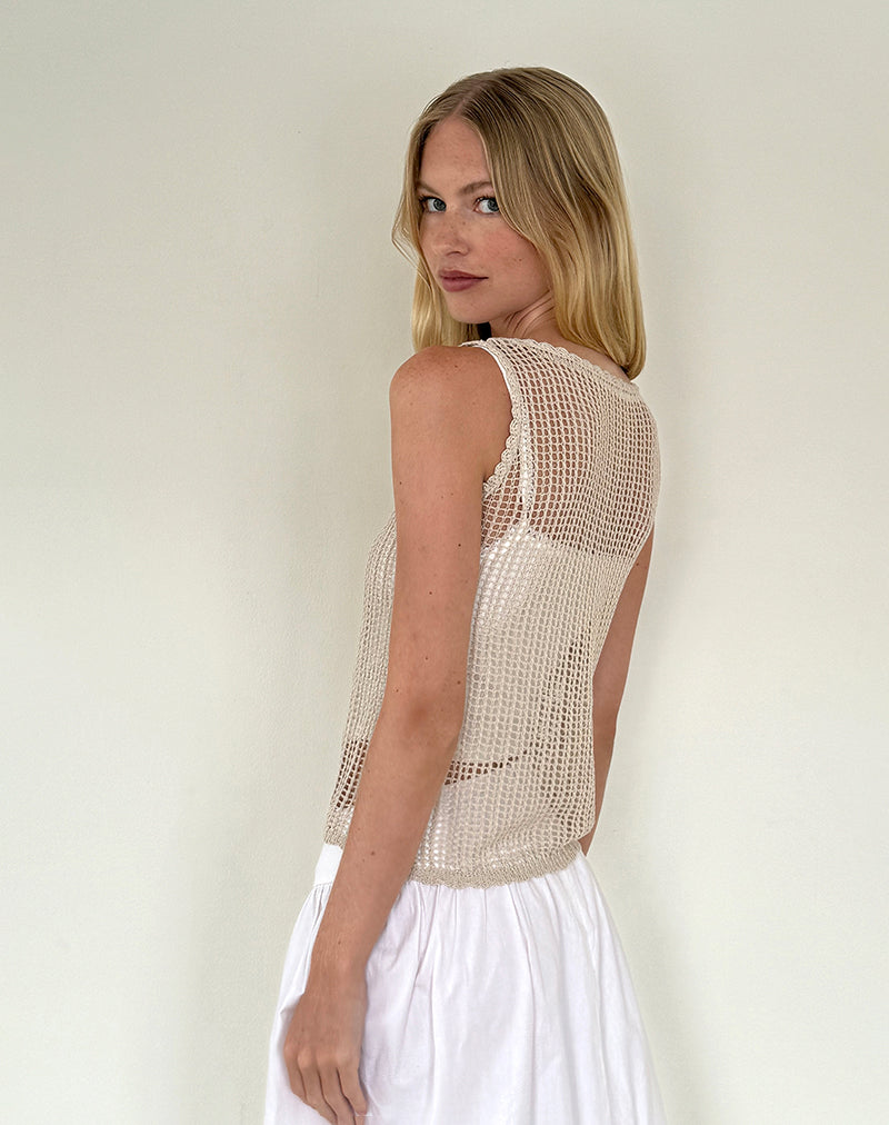 Yamile Vest in Open Weefsel Gebreid Haver