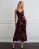 Afbeelding van Yamira Maxi Dress in Floral Devore Bourgondië