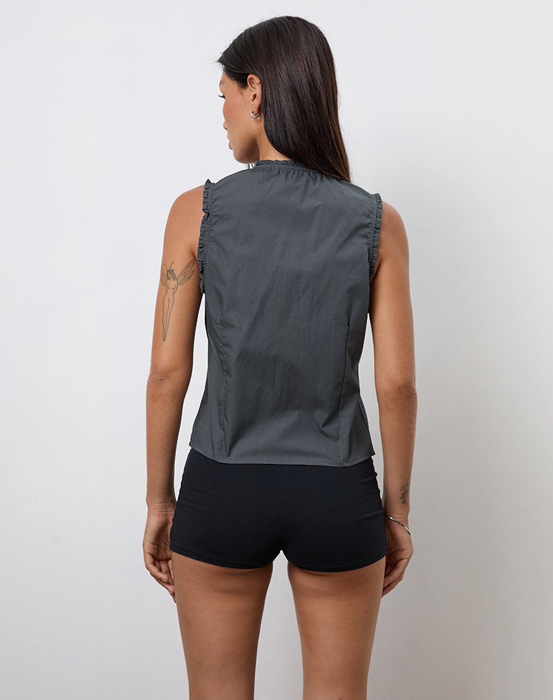Afbeelding van Yara Blouse in Popeline Charcoal Grey