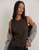 Afbeelding van Yarala Blouse in mono krijtstreep chocolade
