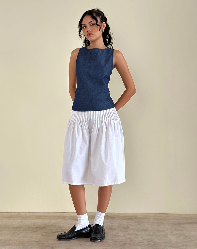 Afbeelding van Yashia Stropdas Top in Denim Chambray Indigo