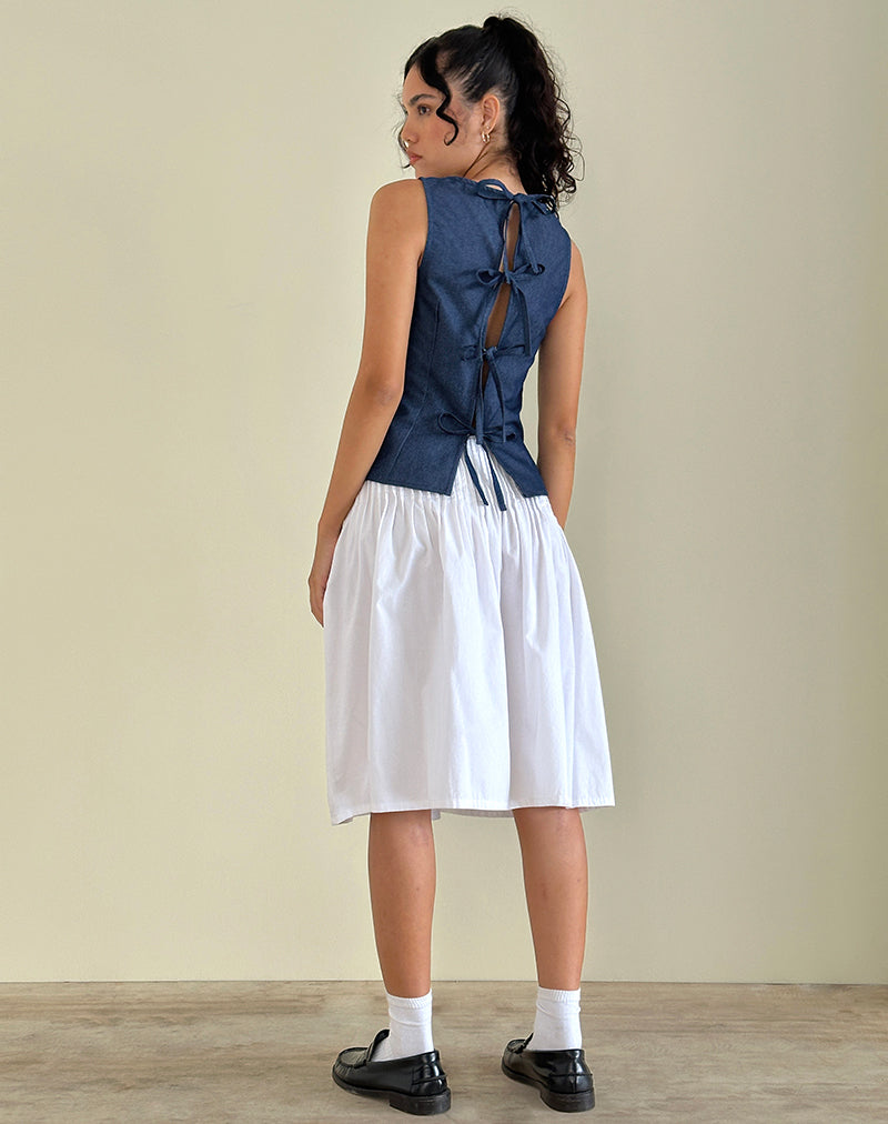 Afbeelding van Yashia Stropdas Top in Denim Chambray Indigo