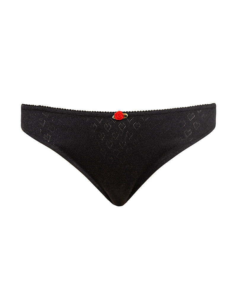 Afbeelding van Yinis Knickers in Pointelle Zwart met Franje