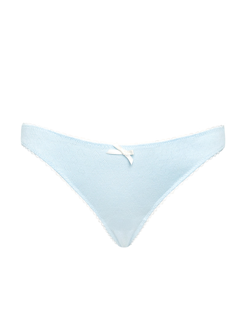 Afbeelding van Yinis Knicker in Pointelle Blauw met Strik
