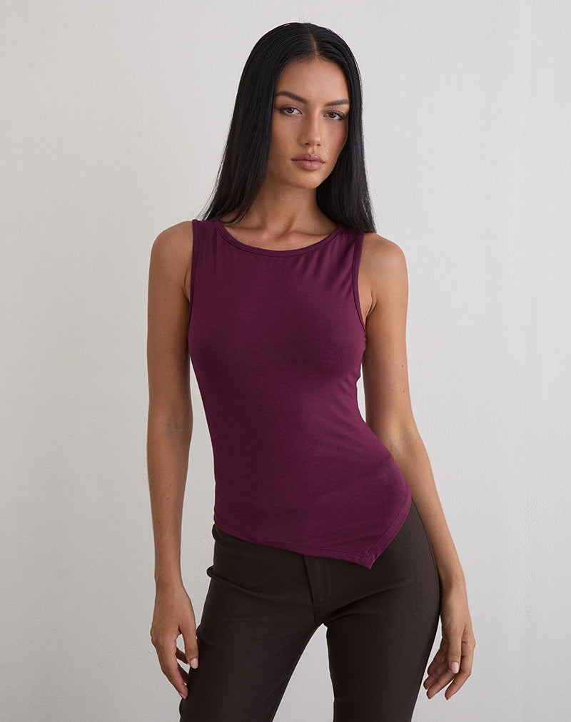Ymir Vest Top in Rayon Jersey Dieppaars