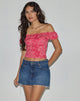 Afbeelding van Yokai Bardot Top in Retro Paisley Roze