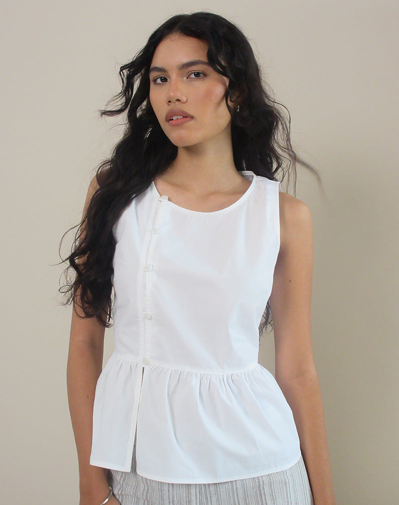 Afbeelding van Yoko Wrap Blouse in Popeline Wit