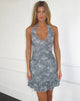 Afbeelding van Yoriko Halter Mini Jurk in Lurex Zilverblauw