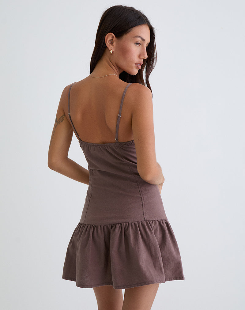 Afbeelding van Yuha Mini Jurk met Knopen in Diep Taupe