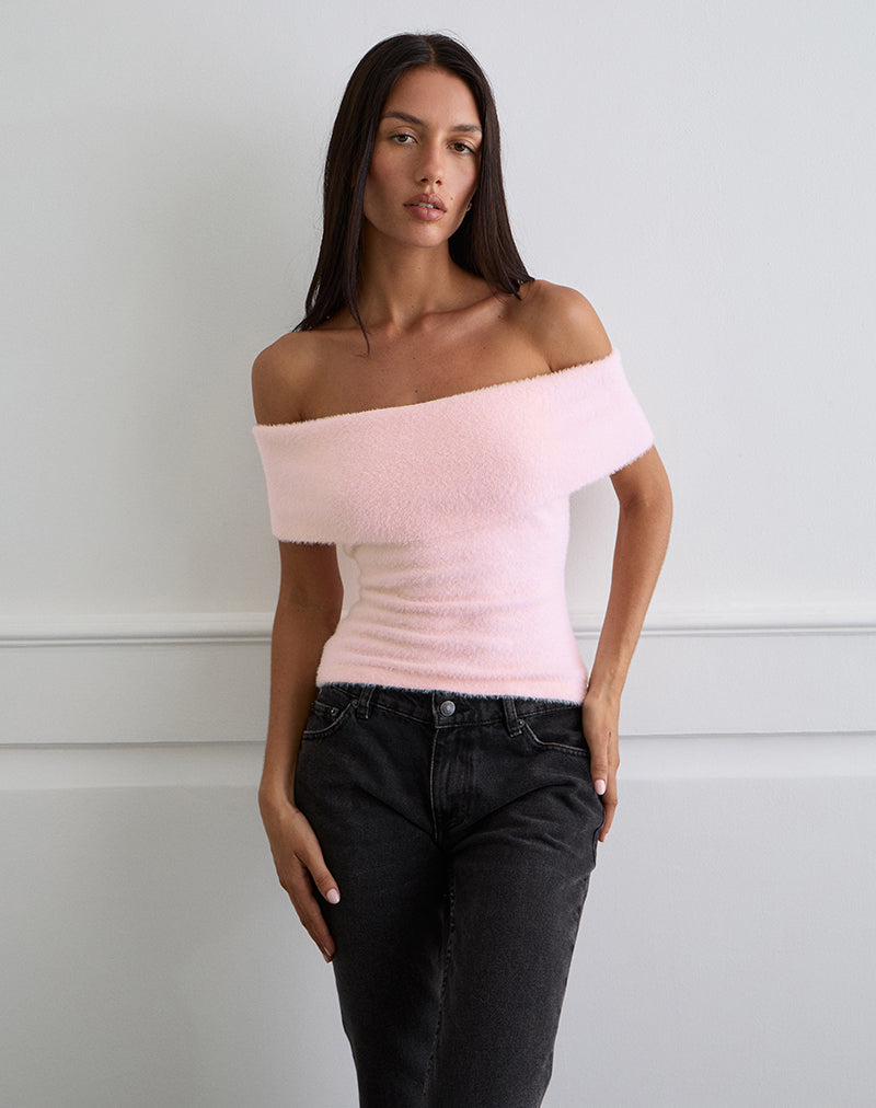 Afbeelding van Yurian Off The Shoulder Top in Zacht Roze