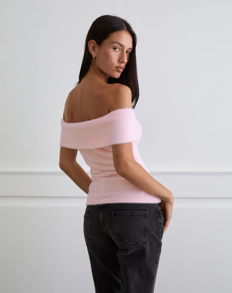 Afbeelding van Yurian Off The Shoulder Top in Zacht Roze