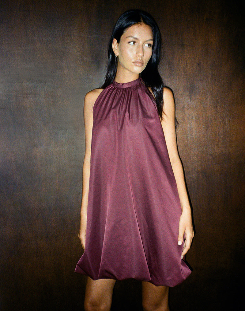 Afbeelding van Yusna Puffball Mini Dress in Dark Berry