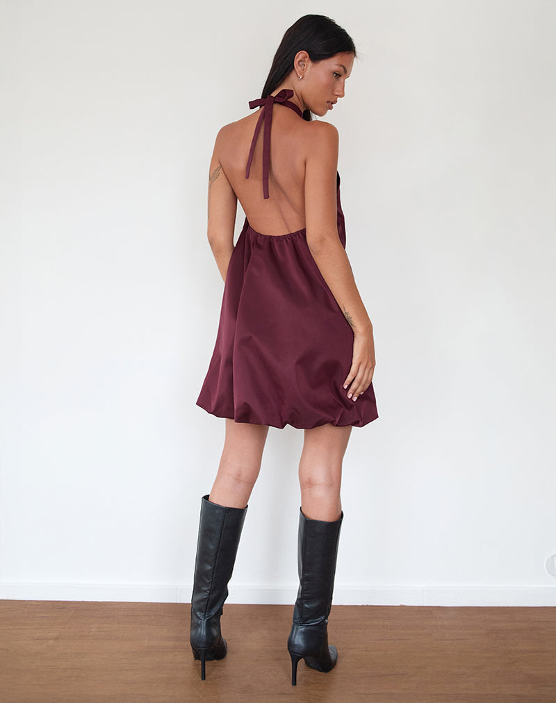 Afbeelding van Yusna Puffball Mini Dress in Dark Berry