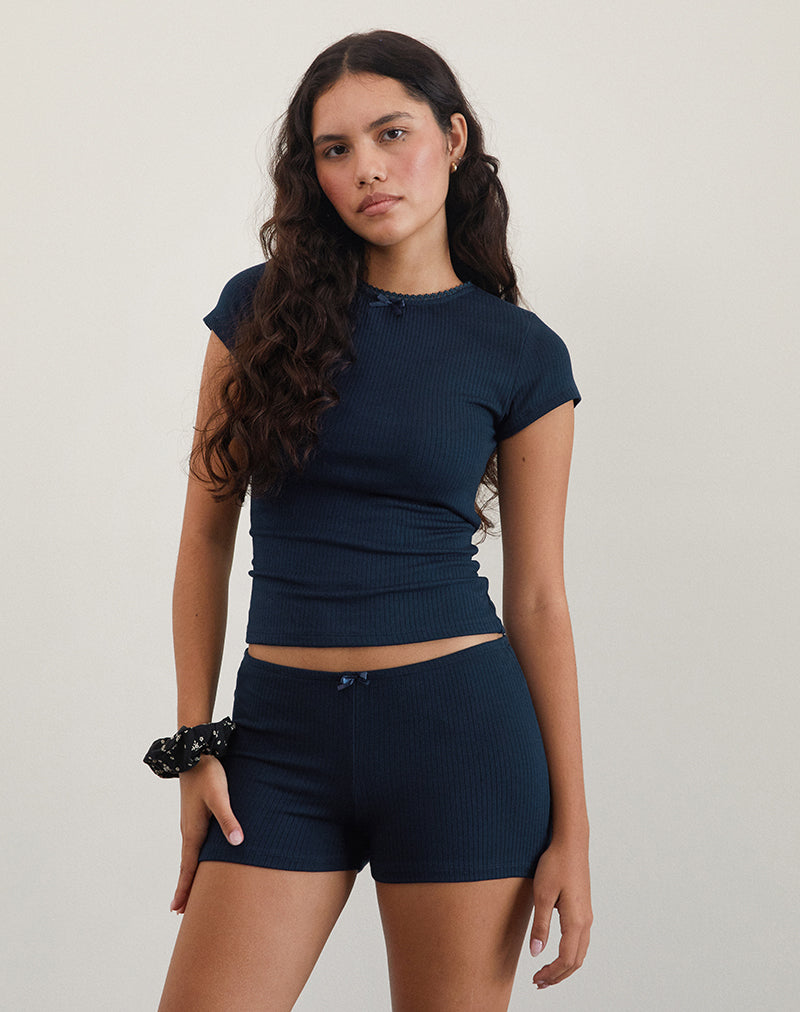 Afbeelding van Zana Geribde Top in Navy