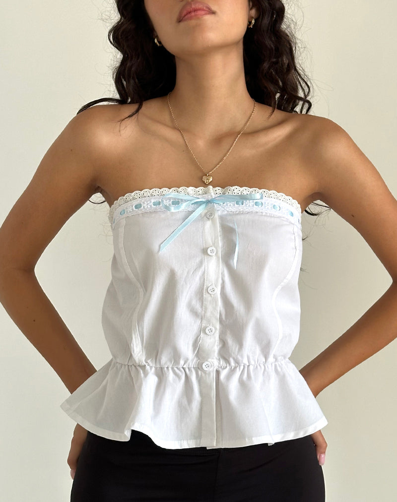 Zar Ribbon Tube Top in Wit