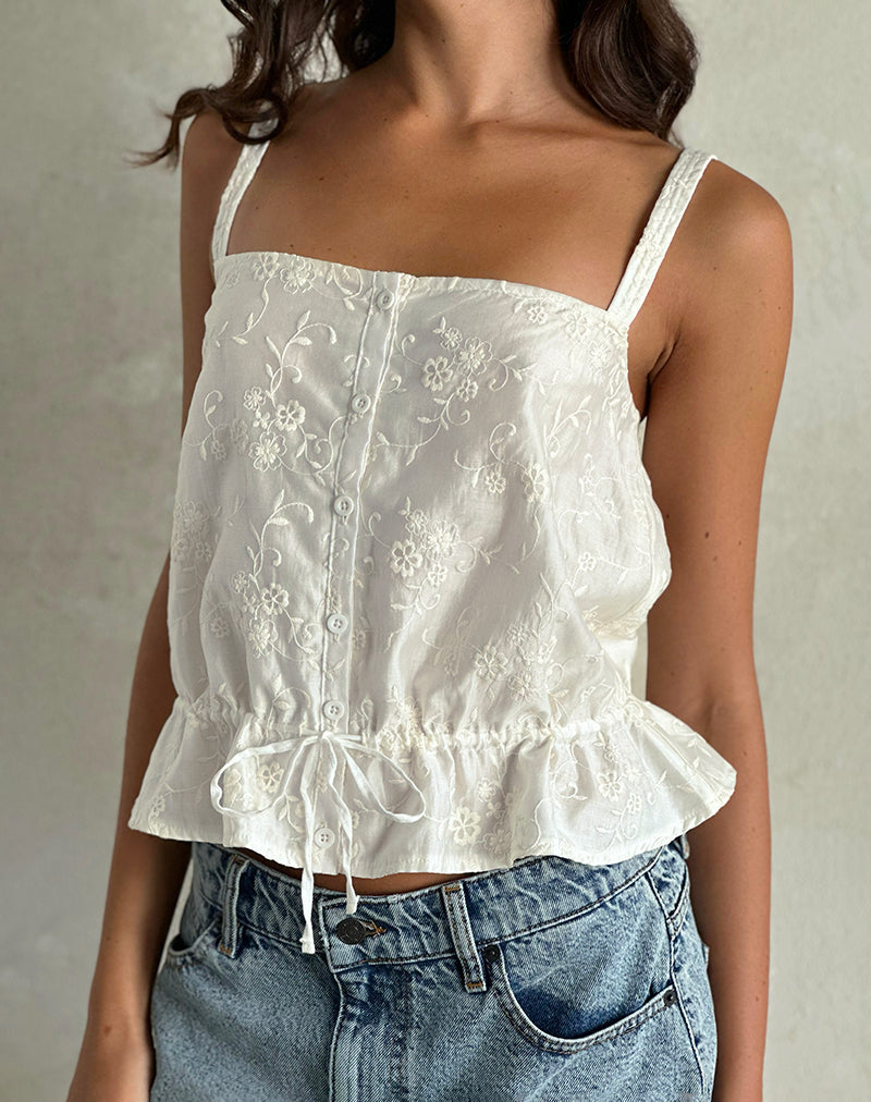 Zaraku Top in Fresia Broderie Ivoor