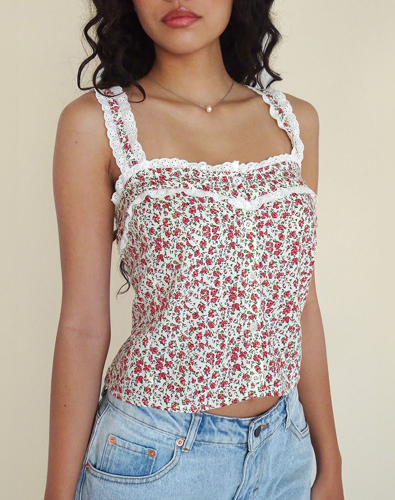 Afbeelding van Zarinata Cami Top in Pretty Ditsy
