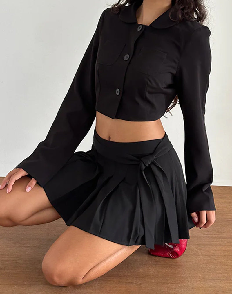Afbeelding van Zekira Geplooide Mini Rok in Zwart